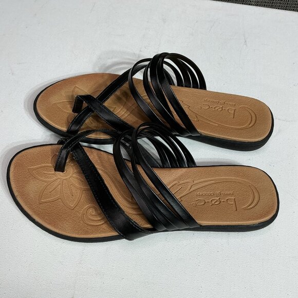 BOC Born Sandals Women Black Strappy Slip On Cushioned Foam Insole Flat Heel S8 - Picture 1 of 8